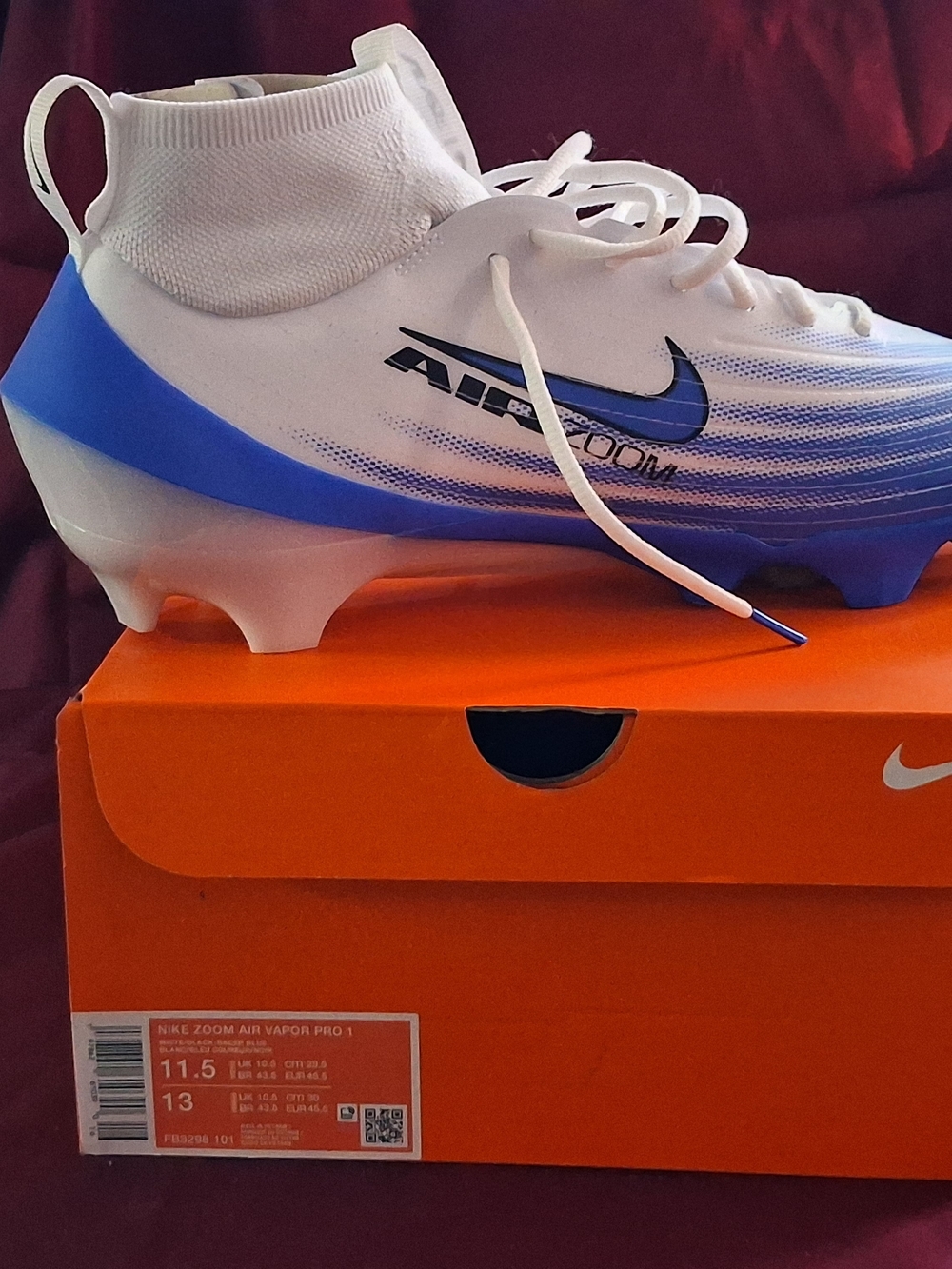 Nike Air Zoom Vapor Pro 1 White & Blue Cleats